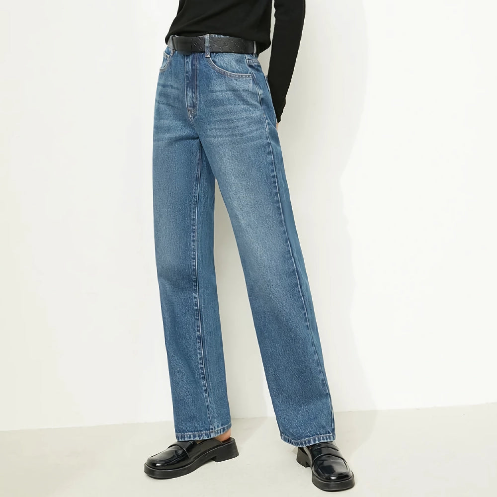 Lockere Jeans mit weitem Bein und hoher Taille für Damen