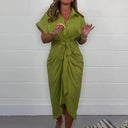 Women's Solid Viscose Fitted Midi Dress