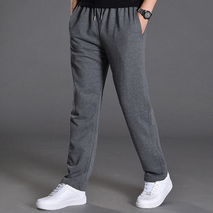 Men's Cotton Trousers Straight Casual Oversized Knit Sweatpants Loose Running Pants