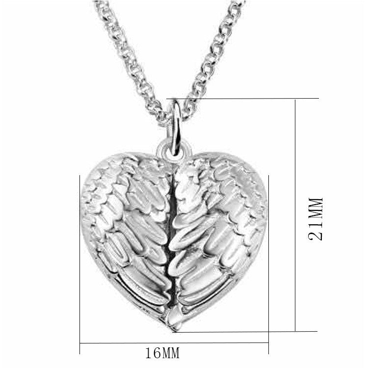 Angel Wings Sterling Silver Photo Pendant Necklace - Dazpy