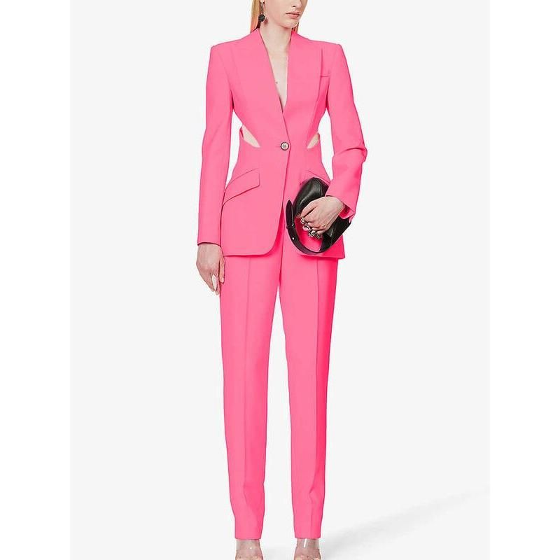 Elegantes zweiteiliges Set aus Blazer und Hose mit Aussparungen für Damen