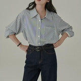 Elegant Striped Long Sleeve Blouse for Women