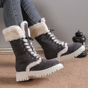 Botas de ante con cordones y forro de felpa hasta la pantorrilla para mujer