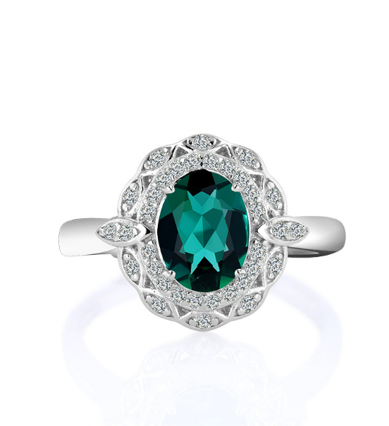 Emerald Ring Women's S925 Silver Opening Adjustable Ring - Dazpy