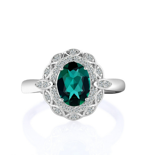 Emerald Ring Women's S925 Silver Opening Adjustable Ring - Dazpy