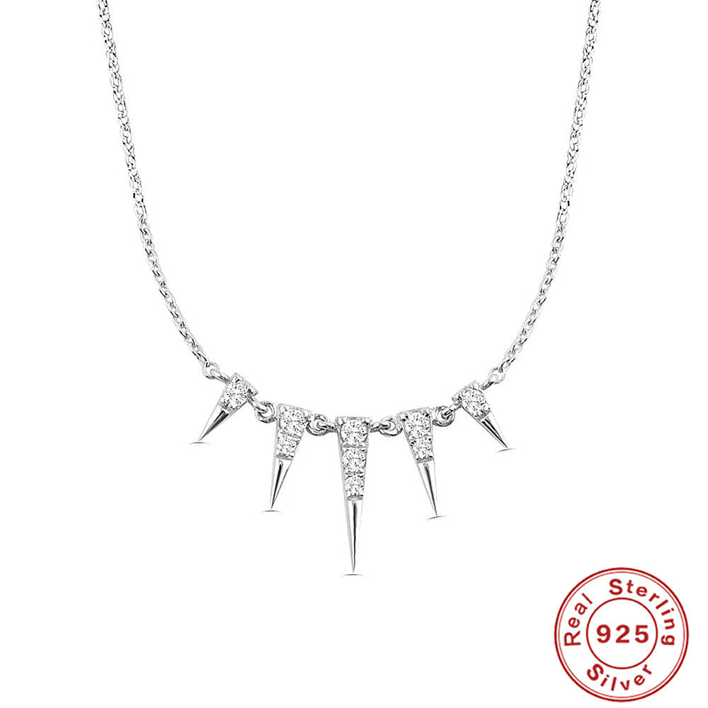 Women's Fashion Sterling Silver Geometric Zirconia Necklace - Dazpy