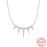 Women's Fashion Sterling Silver Geometric Zirconia Necklace - Dazpy