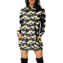 Vestido tipo suéter con capucha y estampado de Halloween para mujer