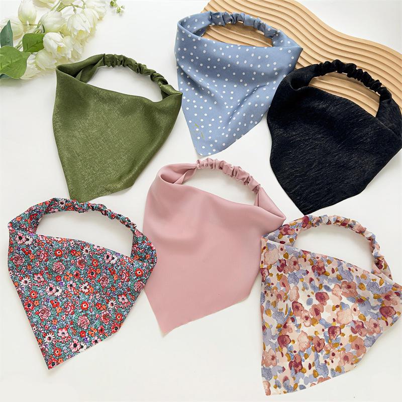 Elegant Satin Triangle Hair Scarf for Women