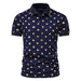 Men's Fashion Crown Bronzing Print Short Sleeve Lapel T-Shirt POLO Shirt