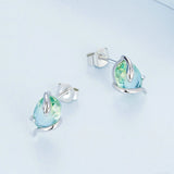 Platinum Plated Egg Face Gradual Glass Wrapped Snake Earrings - Dazpy