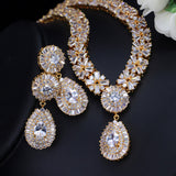 Zircon Necklace Earrings Two Piece Jewelry Set - Dazpy