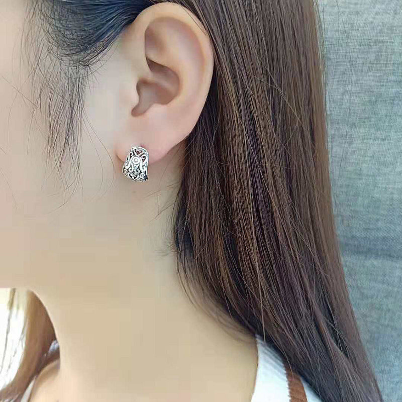 Simple Cut-out Women's Silver Earrings - Dazpy