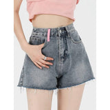 Casual High Waist Embroidery Denim Shorts for Women