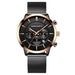 Men's Multi-functional Business Casual Calendar Quartz Watch Woven Steel Chain Gold Luminous Small Three-pin Watch - Dazpy