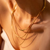 18K Gold Plated Stainless Steel Flat Snake Necklace