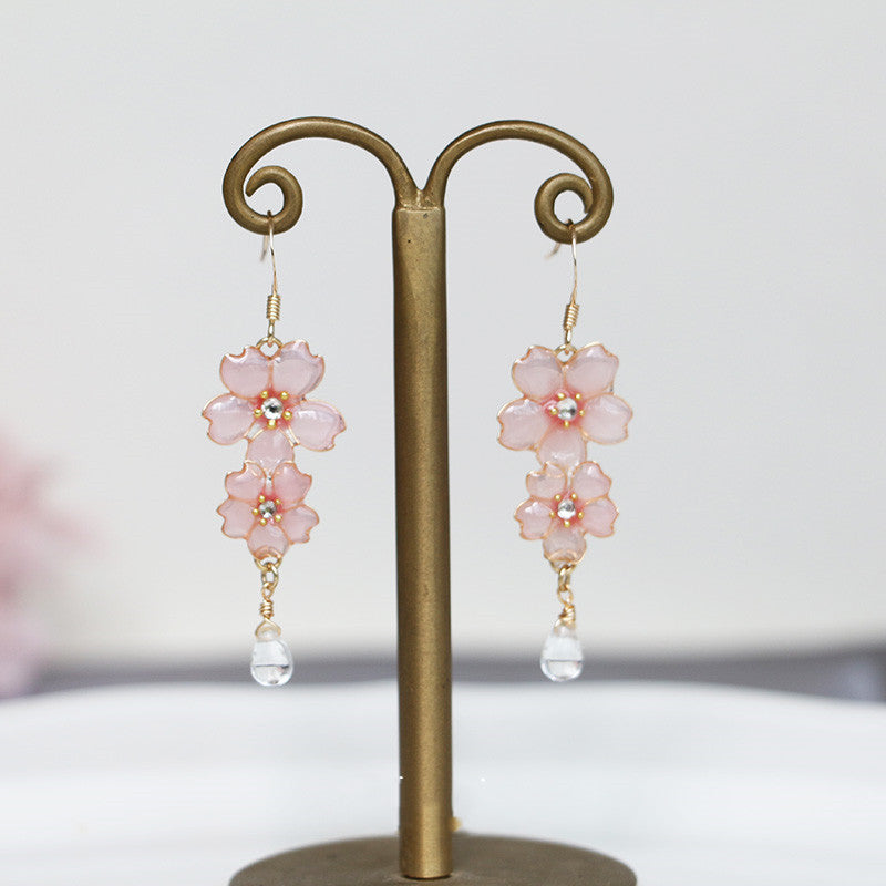 Cherry Blossom Mismatch Decorative Face Earrings - Dazpy