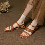 Retro-Chic Damen Ledersandalen