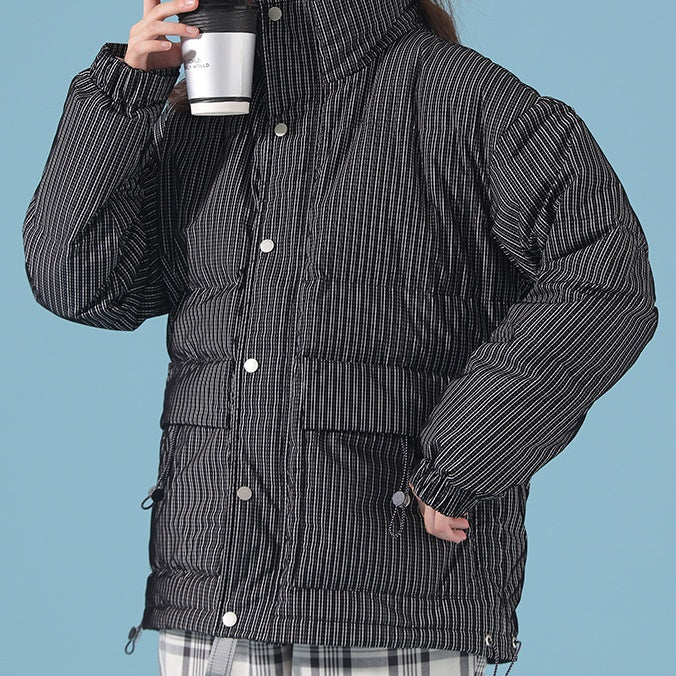 Striped Men's Loose Down Jacket