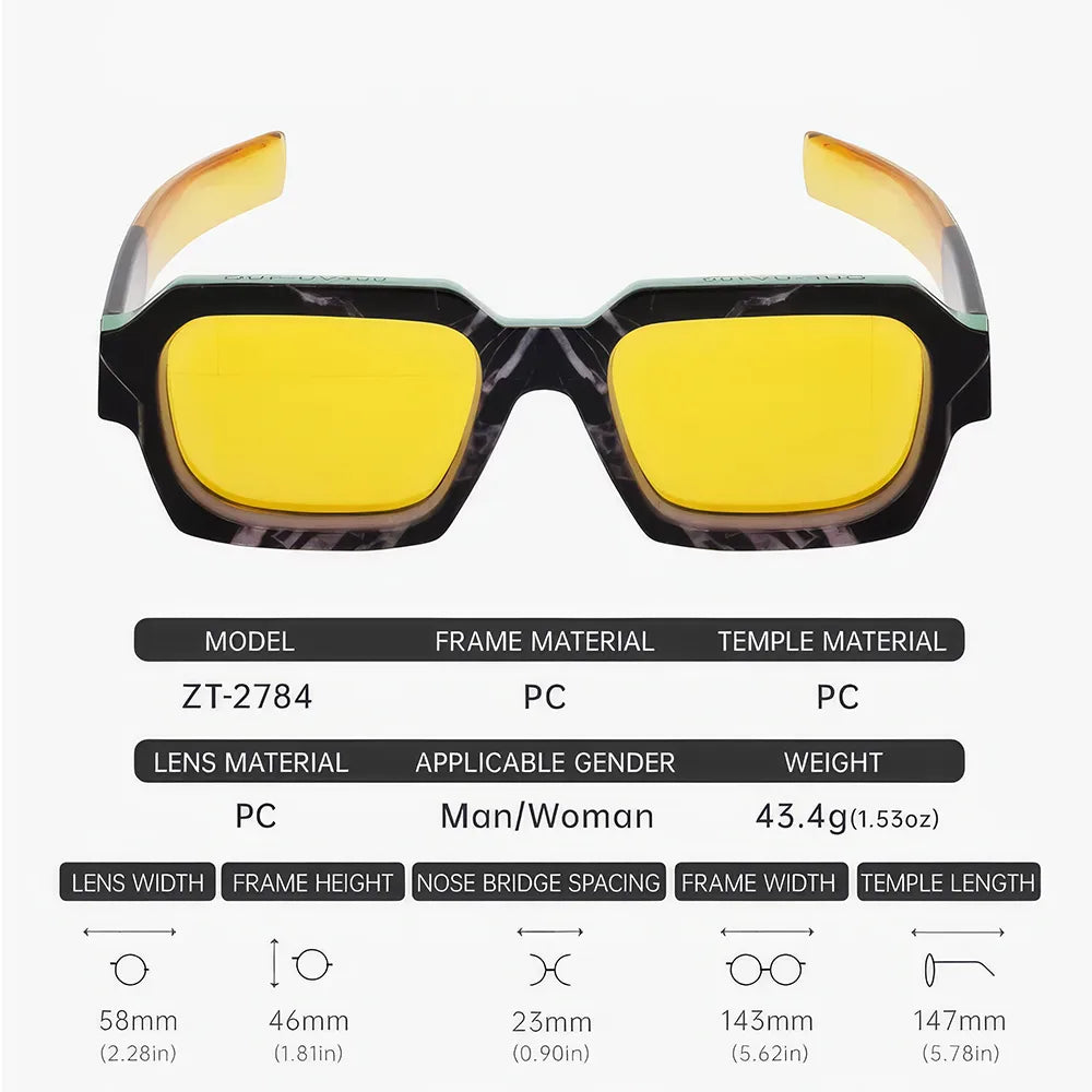 Stilvolle rechteckige Retro-Sonnenbrille