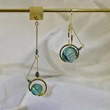 Original Vintage Glass Ball Asymmetrical Hand Made Earrings - Dazpy