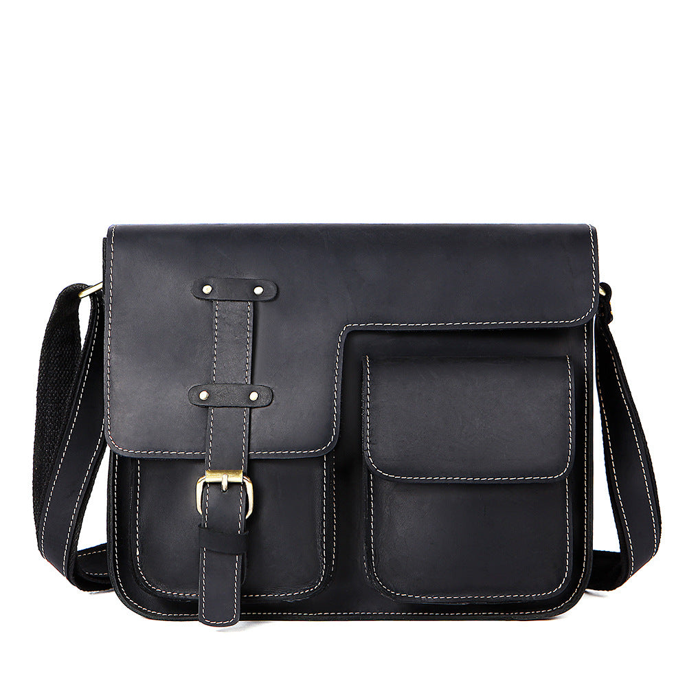 Men's Horizontal Shoulder Messenger Bag Leather Men's Bag - Dazpy