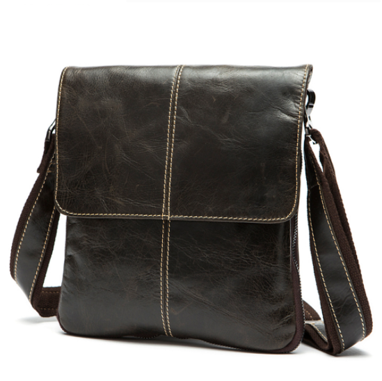 Leather Messenger Bag Vertical Casual Men's Shoulder - Dazpy