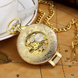 Flip Manual Mechanical Pocket Watch Roman Engraved Skeleton - Dazpy