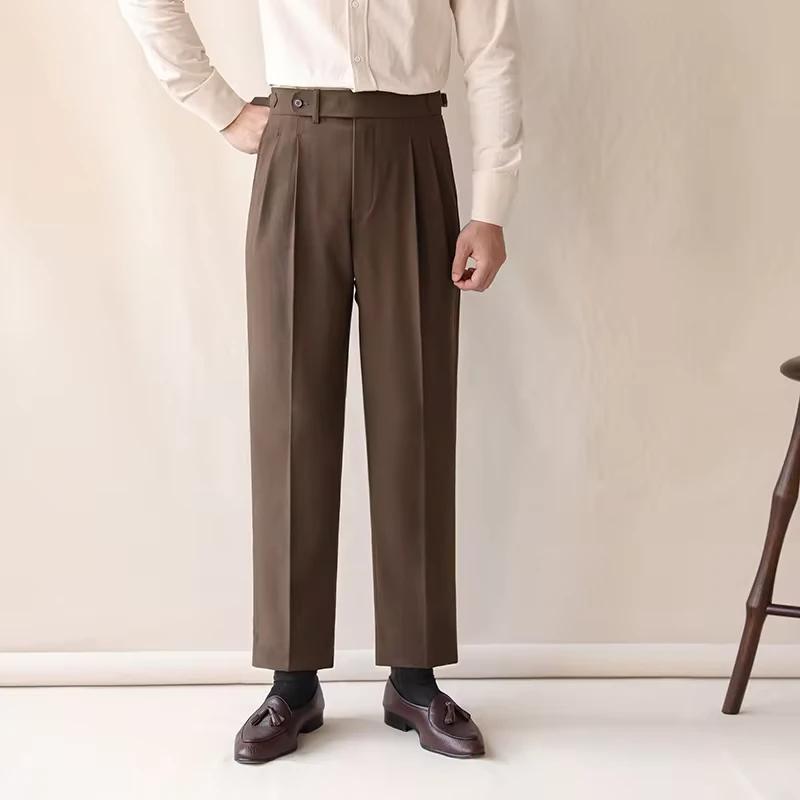 Pantalones de pierna recta y cintura alta para hombre