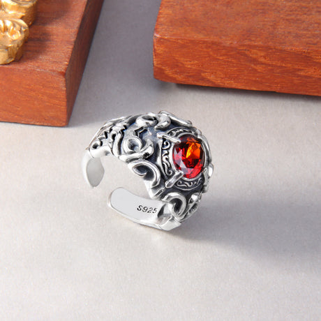 Sterling Silver Cross Totem Ring - Dazpy