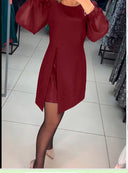 Women's Fitted-Waist Polyester Pullover Dress