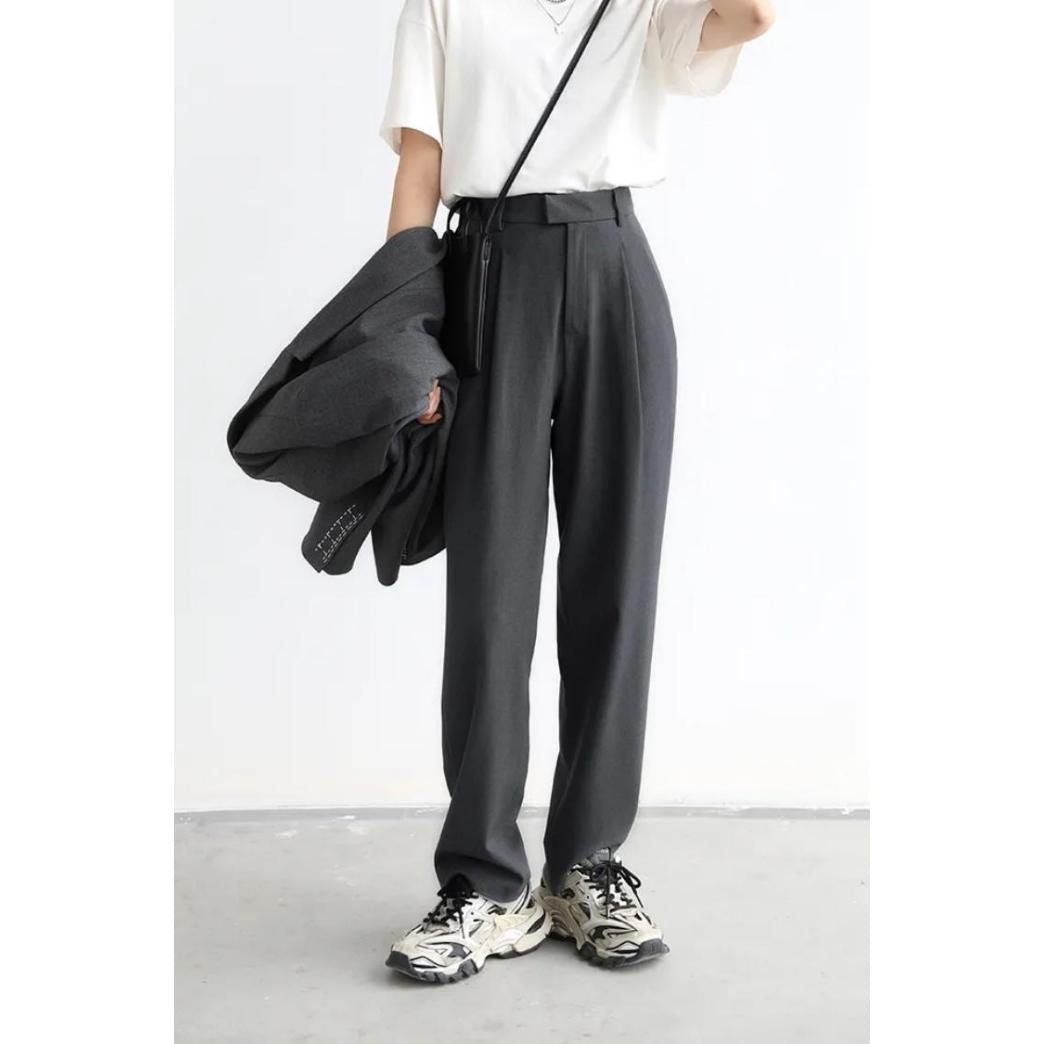 Elegant Twill Wide Leg Suit Pants for Women