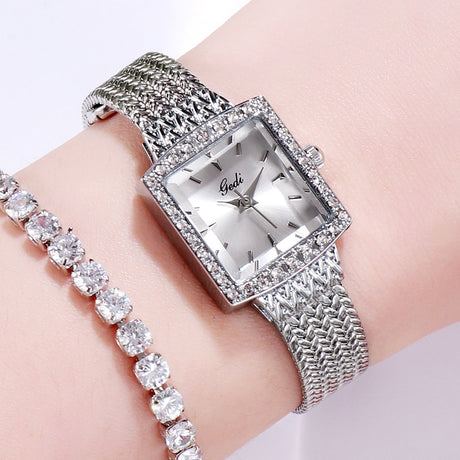 Mesh Belt Retro Square Ladies Diamond Watch - Dazpy