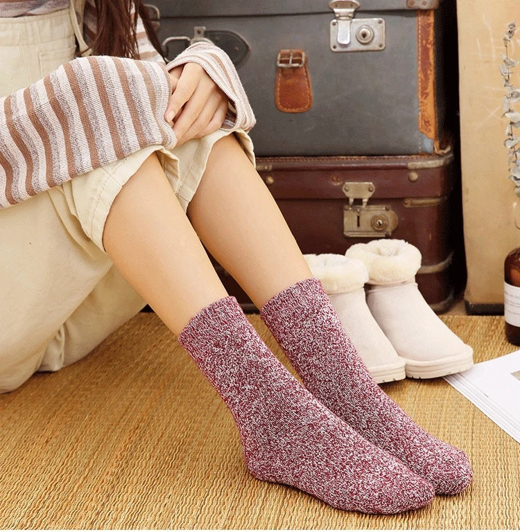 Warme und süße Woll-Baumwollsocken im japanischen Stil für Damen