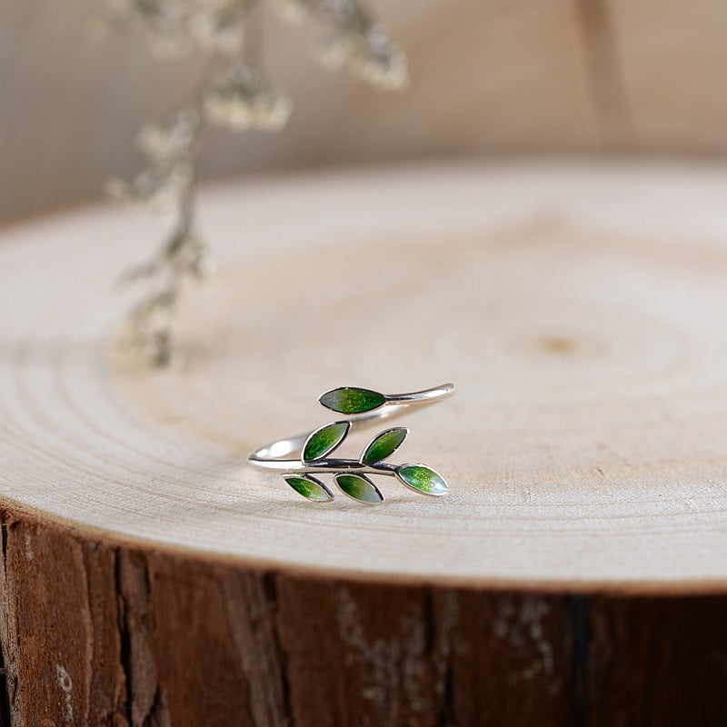 Women's Fashion Simple Tree Leaf Shape Silver Ring - Dazpy