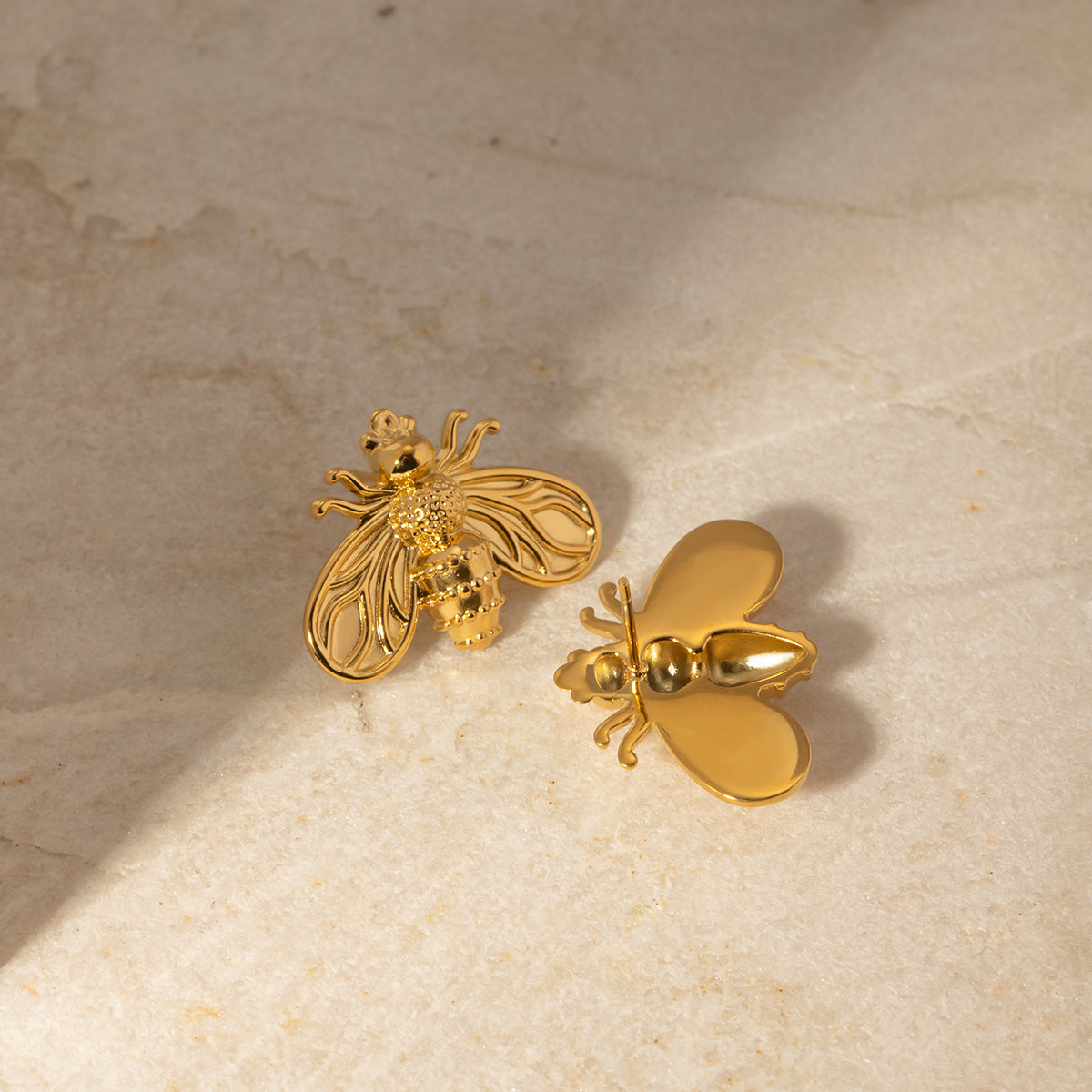 18K Gold Stainless Steel Creative Plated Bee Earrings