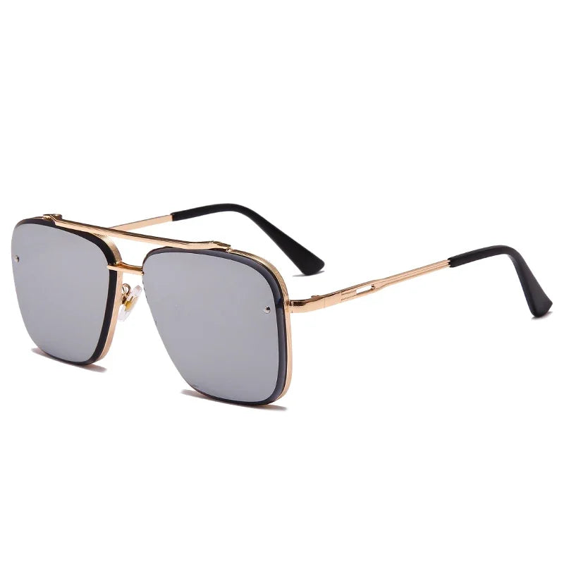 Gafas de sol clásicas vintage cuadradas: gafas de sol de lujo con montura de metal y protección UV400 para hombres y mujeres