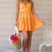 Chest-wrapped Pleated High Waist Pure Color Temperament Commute Dress