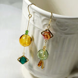 Glass Ball Asymmetric Hand Earrings - Dazpy