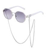 Achteckige Vintage-Sonnenbrille mit Kette