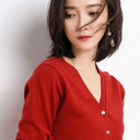 Chic V-Neck Single Breasted Cardigan
