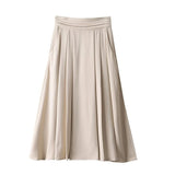 Elegant High-Waisted Pleated Skirt with Pockets