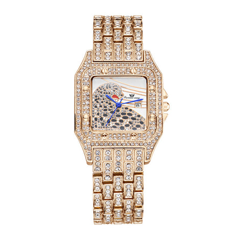 Square Full Star Leopard Diamond Women's Watch Quartz Women's Watch - Dazpy