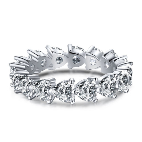 S925 Silver Square Diamond Heart-shaped Egg-shaped Zircon Gang Drill Stacked Ring - Dazpy