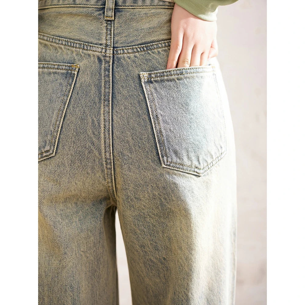 Vintage-Jeans mit hoher Taille und weitem Bein für Damen