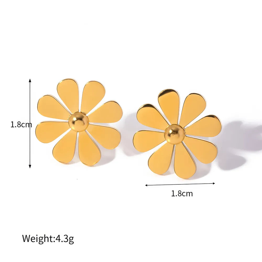 Summer Stainless Steel Light Luxury 18K PVD Plated Daisy Stud Earrings