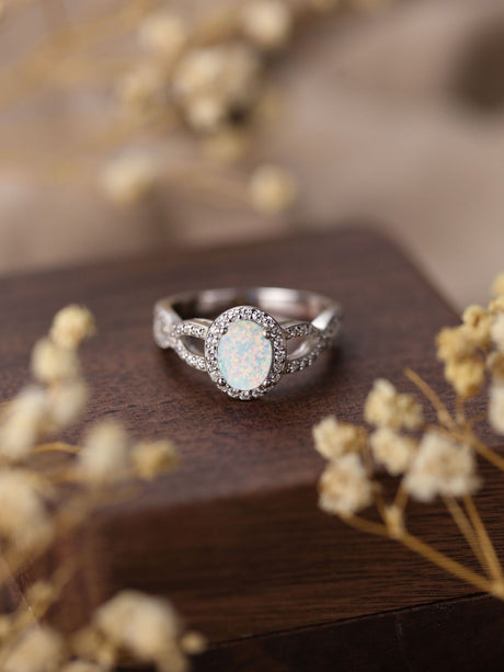 S925 Silver Egg-shaped Opal Ring - Dazpy