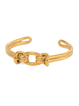 Offenes Manschettenarmband aus goldenem Edelstahl mit geometrischem Muster