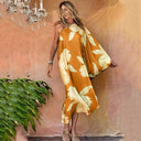 Vestido floral de un solo hombro con abertura para mujer