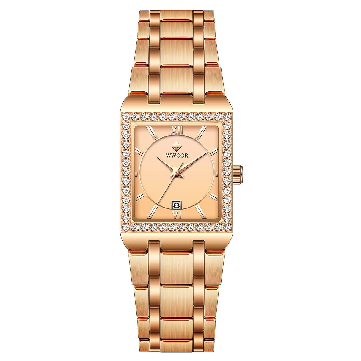 Grip Love Belt Diamond Waterproof Square Steel Band Quartz Women's Watch - Dazpy